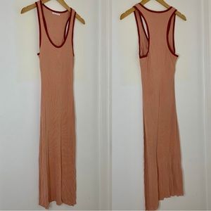 JOHN ELLIOTT Casual Dark Peach Racerback Tank Midi Dress Side Slit size Small